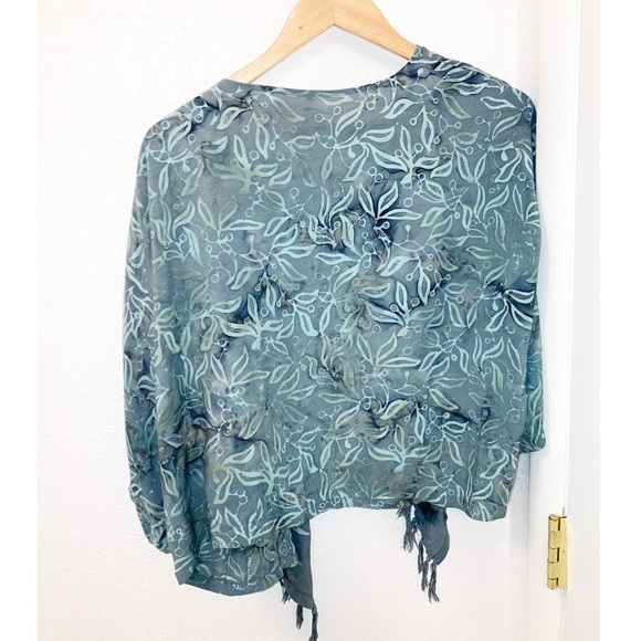 BATIK Handmade Shrug in Teal / muted turquoise Lightweight SZ: Large - Picture 6 of 6